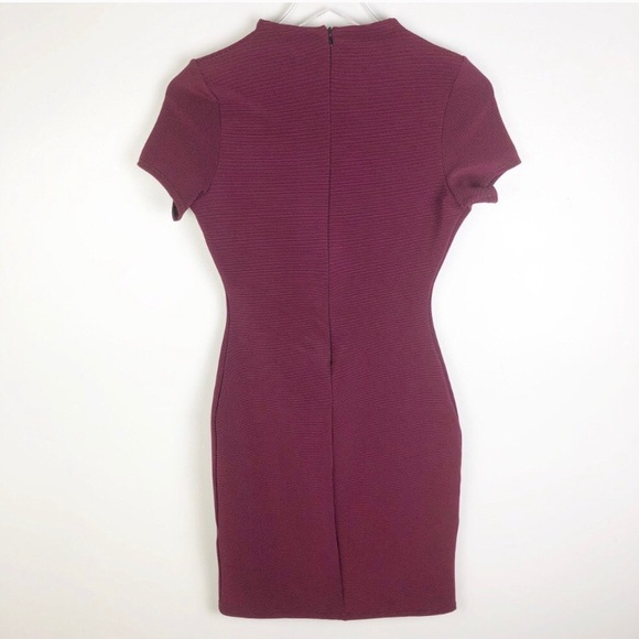 Missguided | Burgundy Stripped Bodycon Dress Sz 4 - Picture 6 of 6